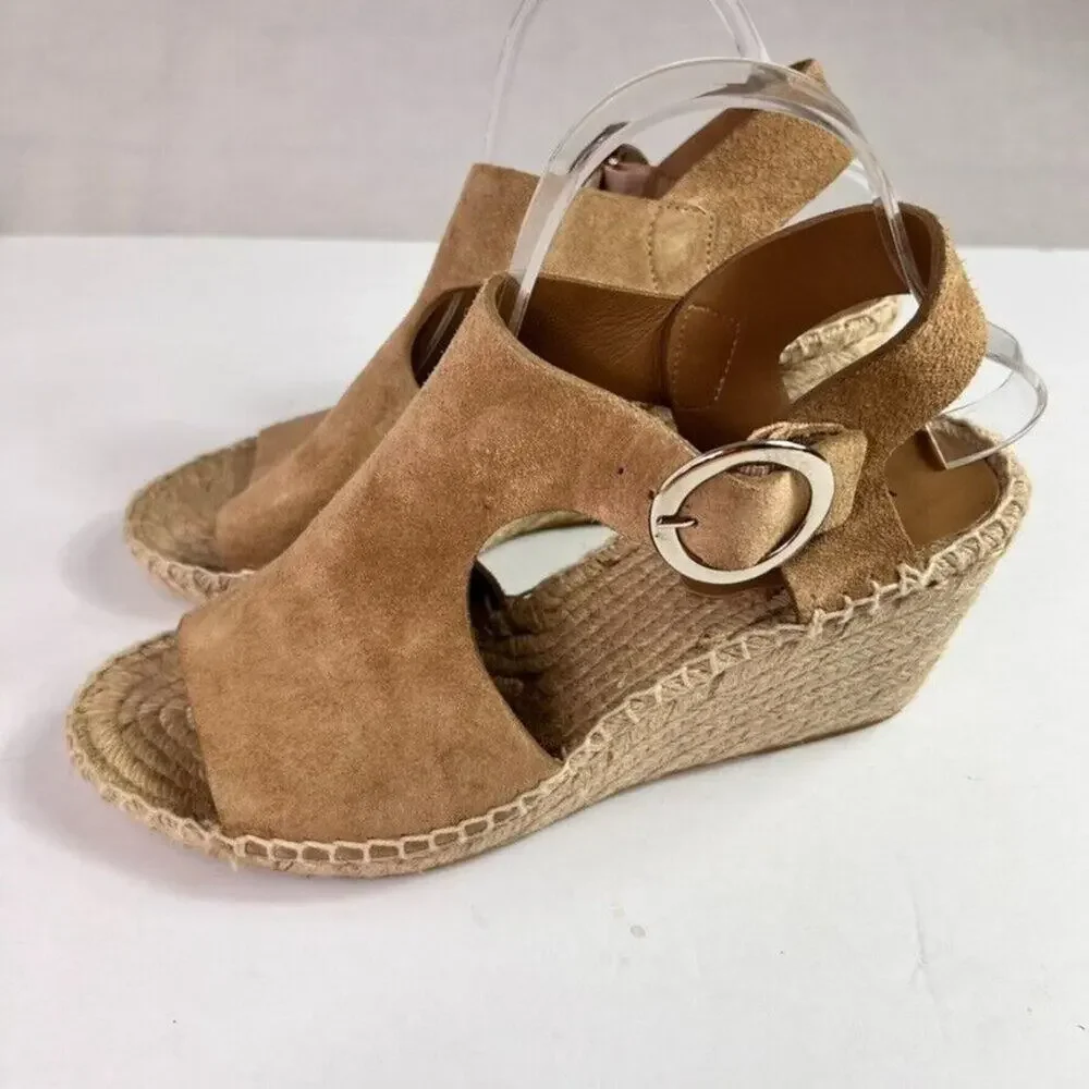 Via Spiga Sandals Sandals 9 M Nolan Espadrille Wedge Desert Suede Leather Buckle